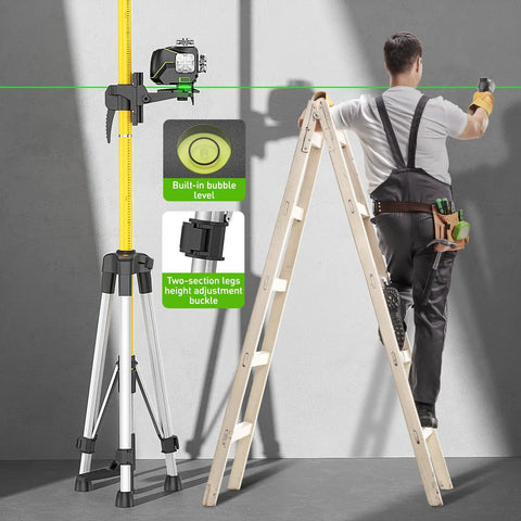 12 Foot Telescoping Pole For Laser Level Mounts On The Job Site With Adjustable Height For Rotary And Line Lasers Mounting One Quarter Inch