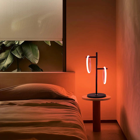Saturn RGB Color Changing Table Lamp With Tree Desk Design Two LED Lights For Living Room Bedroom Office Reading Modern Black Finish