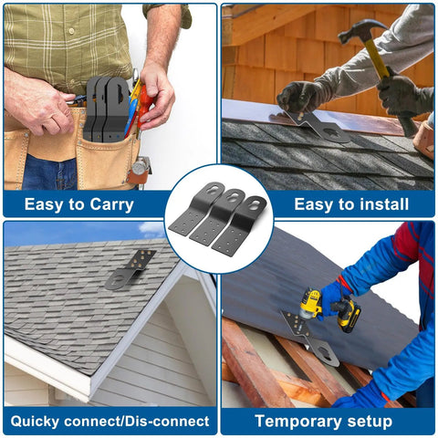 Rock Solid 3 Pack Permanent Roof Safety Anchors Forged From Heavy Duty Steel fall arrest hardware for plywood decks installed on roof.