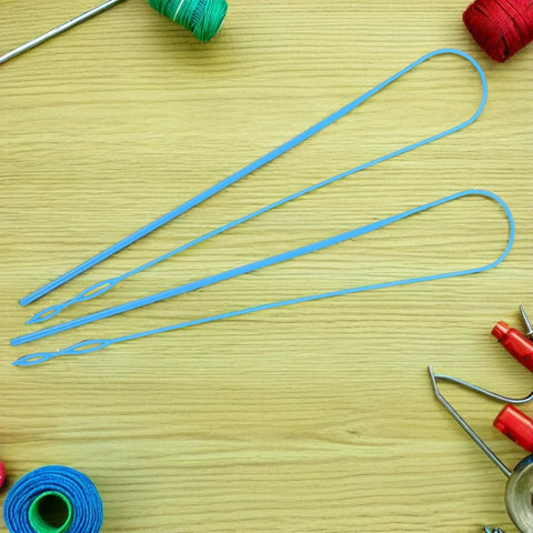 Five Pack Flexible Blue Plastic Drawstring Threader Tools Set For Pants Waistbands Elastic Cords Jackets And Crafting Portable Universal Threading Tool For On The Go DIY Repairs And Travel, three tools