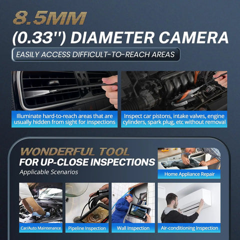 MV108S 1920P USB Endoscope Camera With 8.5mm Lens IP67 Waterproof Borescope 39.5 Inch Flexible Snake Cable in car vent inspection