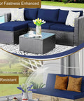 14 Piece Outdoor Cushion Cover Replacement Set For 6 Seat Wicker Rattan Patio Sofa Waterproof Navy Blue Cushion Covers For Outdoor Furniture Covers Only