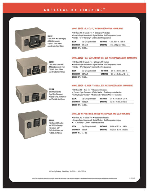 SureSeal Fire Safe With Key Lock UL Rated 30 Minute Fire Protection 1 Meter Waterproof For 48 Hours Portable Home Safe For Documents And Valuables Taupe Metal Chest With Lockable Security 6.5 x 15.9 x 12.4 Inches product lineup.