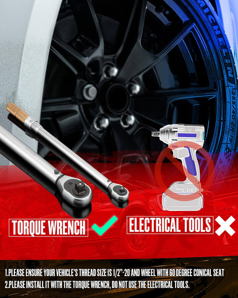 Image showing torque wrench next to a wheel, with 'Torque Wrench' highlighted and 'Electrical Tools' crossed out.