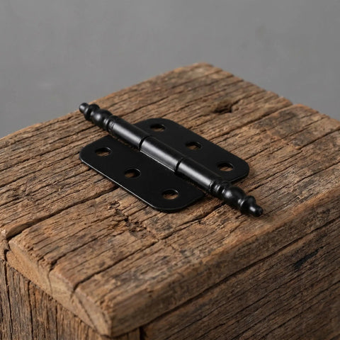 Heavy Duty Black Iron Hinges For Jewelry Boxes And Cabinets, No Fuss Install, Extra Wide Opening, Vintage Style Decorative Hinges on wood