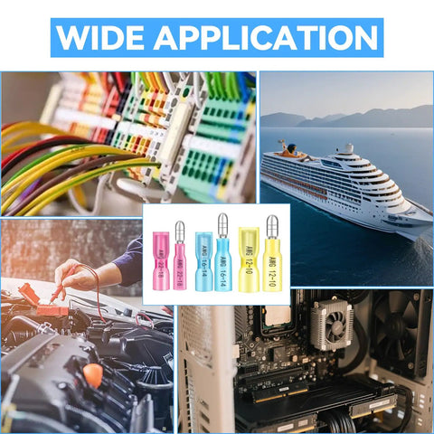 120 Piece Heat Shrink Bullet Wire Connectors Kit 22 10AWG Waterproof Male And Female Connectors for automotive, boat, industrial use
