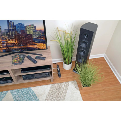 Living room with Six Outlet Surge Protector With A 15 Foot Cord And 790 Joules Of Spike Protection for Home Office And Tech Gear