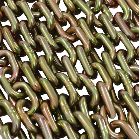 Close-up of chains from Heavy Duty Tie Down Kit With 5/16 To 3/8 Inch Chains And Ratchet Binders, 5400 Lbs Safe Working Load