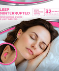 Woman sleeping with Sleep Pretty In Pink Ear Plugs For Sleeping - Petite Sized Foam Noise Reduction Plugs With 32 NRR