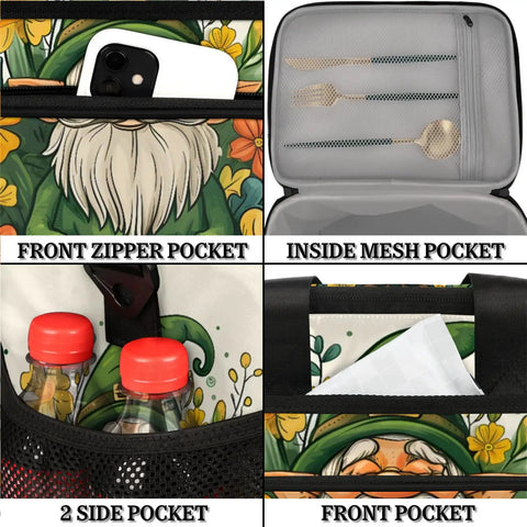 Picnic Backpack With Lunch Box Floral Tote Style showing pockets and compartments for organized storage