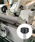 Kickass Grip M6 Metric Male Thread Knurled Clamping Knobs In Matte Black shown on CNC machine for easy adjustments.