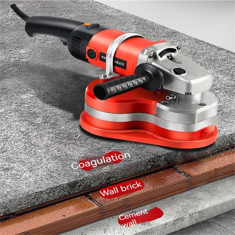 Ironclad Workhorse 3000W Electric Angle Grinder And Wall Sander With Extended Rod on textured concrete surface.