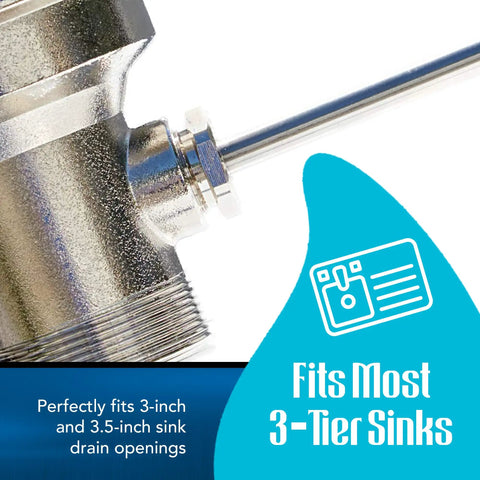 3 Inch Sink Drain Valve With Twist Handle Keeps Commercial Sinks From Overflowing Fits Three Compartment Sink Style Drains Controls Drain Stopper With Brass Reducer Included Built Tough Easy to Install Kitchen Accessory