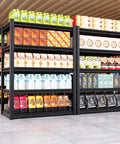 2 Pack Heavy Duty Metal Garage Shelving Unit 5 Tier 71.2 Inch High By 35.4 Inch Wide By 16 Inch Deep For Sturdy Garage And Workshop Storage Industrial Steel Shelving filled with assorted boxes and packages