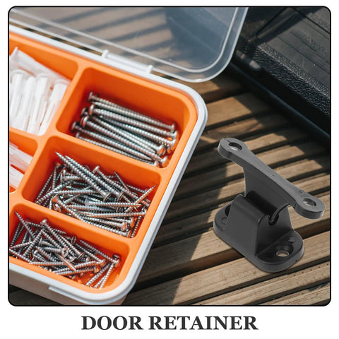 Heavy Duty Black Nylon Rv Door Latch Kit With Secure Catch And Easy Install For Camper Trailer Entry Stopper with screws.