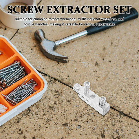 Heavy Duty 2 Set Silver Damaged Screw Tap Extractor Kit For Faucet Plumbing Repairs To Yank Those Stubborn Broken Studs And Fix Pipes Like A Boss In No Time, silver tool set on tile