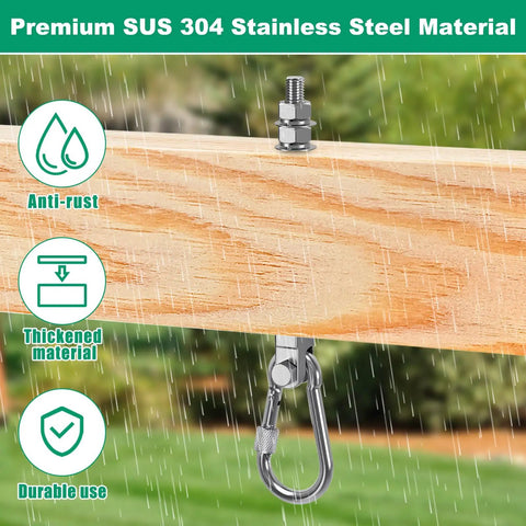 Heavy Duty Swing Hangers 1500Lb Capacity Stainless Steel Hooks for Wood beams in rain with 304 stainless steel label