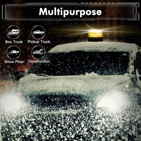 Rock Solid Amber Led Strobe Beacon With Usb Rechargeable Power And Heavy Duty Magnetic Mount For Cars Trucks And Emergency Vehicles on snowy truck.