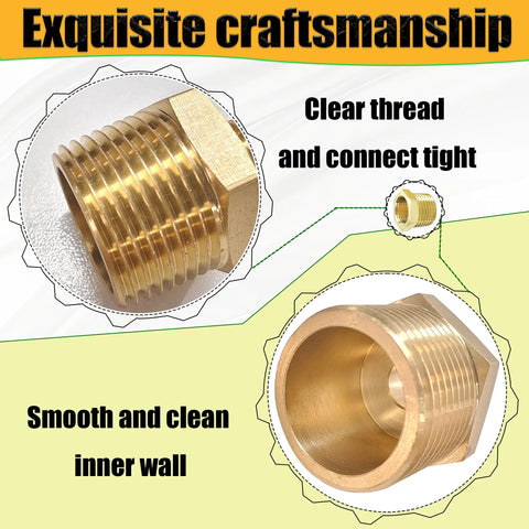 brass reducer bushing 3/8 to 1/4 with clear threads and smooth inner wall