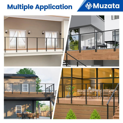 Top Shelf Stainless Steel Cable Railing Kit For Decks Side Mount Post Set fits multiple applications with modern design.