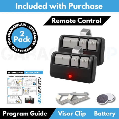 Two Pack Replacement Garage Door Opener Remote For Most 1993 Present Openers With 893LM 893Max 891LM 371LM 373LM 971LM 973LM Extra Long Range Easy Pairing with accessories