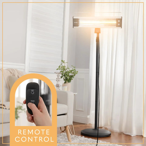 Infrared Patio Heater For Indoor And Outdoor Use, Portable Stand Heater With Remote Control, 1500 W, Weather Resistant
