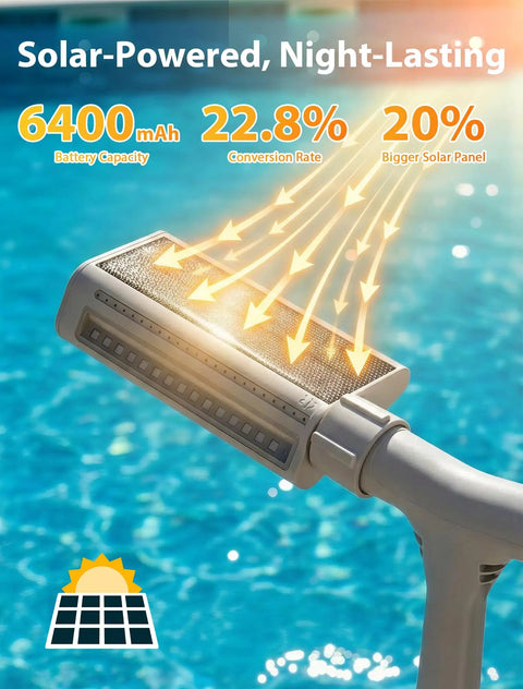 Close-up of solar panel on a Solar Pool Fountain With 10 Color LED Lights And Auto Light Sensor for backyard pools.