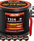 Black T316 Stainless Steel Cable for Railing, One Eighth Inch Wire Rope, 500 Feet Roll with cutter included.