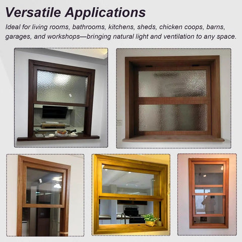 Heavy Duty Insulated Sliding Windows For Sheds Featuring Soundproof Tilt Glass And Warm Wood Grain Finish Smooth Flush Mount Replacement Dead Quiet Workshop Zero Sweat Setup in various home settings.