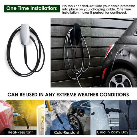 Installation view of EV Cable Protector Pass Through for Garage Door Heavy Duty Rubber Guard 19mm in use with EV charger