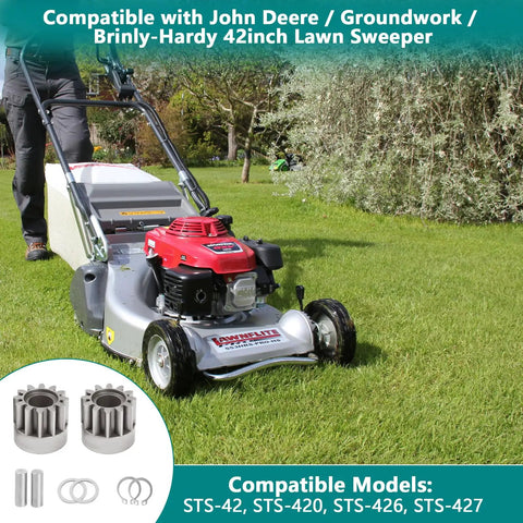 Left And Right Side Wheel Drive Pinion Replacement Gear Kit For 42 Inch Lawn Sweepers Slips In Like Butter And Keeps Your Machine Running Smooth For John Deere Groundwork Brinly Hardy Systems on a lawn sweeper.