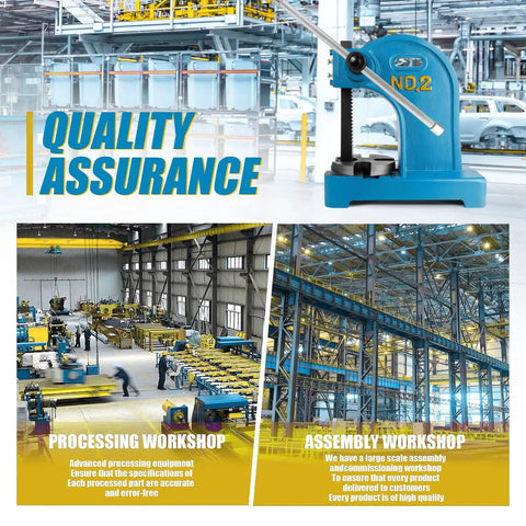 Real Deal Heavy Duty Cast Iron Manual Arbor Press delivering legit 3 ton force in a quality assurance workshop with machines.