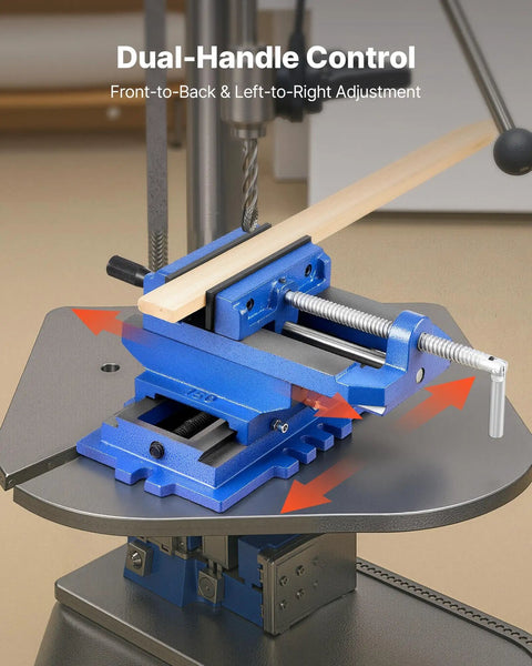 Cross Slide Drill Press Vise With 6 Inch Jaw 2 Way X Y Axis Heavy Duty Cast Iron Bench Vise Clamp with dual-handle control