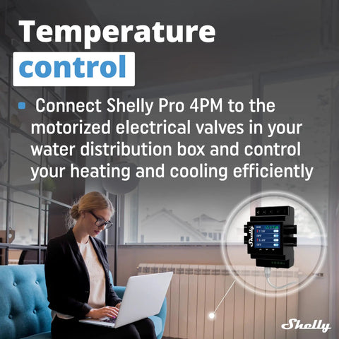 Temperature control scene with Four Channel Smart Relay With Power Metering And LAN Wi Fi, 16A Per Channel, 40A Total, Per Channel Energy Monitoring, Home Automation Compatible With Alexa And Google Home, iOS And Android App For Remote Appliance Control.
