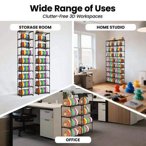 High Capacity 54 Spools Of 1kg 3D Printer Filament Storage Rack with heavy duty metal spool holder in various settings