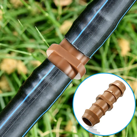 Drip Irrigation Fittings Kit Half Inch Tubing Set With 36 Pieces Including 9 Tees 9 Couplings 9 Elbows 9 End Cap Plugs Barbed Connectors For Sprinkler Systems And Garden Easy Install showing barbed coupling