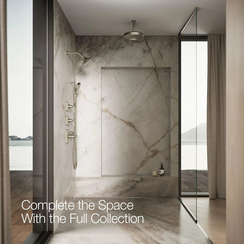 Bathroom with 5-1/2 Inch 1-Function Showerhead With Nickel Finish, 2.5 GPM, Air-Induction Technology, Next-Level Focused Spray