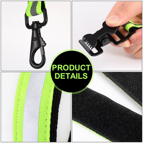 Two Pack Firefighter Glove Straps With Reflective Trim For Turnout Gear, Safe Glove Security Straps With Swivel Snap Hook Clip And Crocodile Clip Option