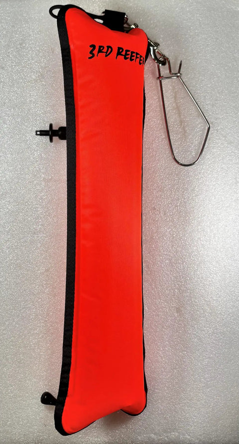 Scuba Diving Lift For Spearfishing And Lobstering, Tough As Nails Nylon Lift Gear with overinflation valve, shown with hook attachment.