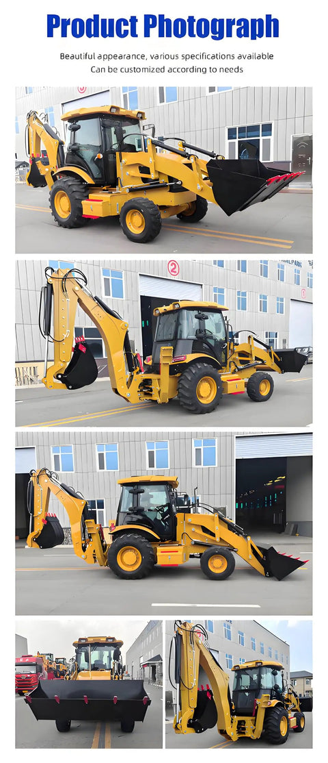 Towable Mini Digger for Demolition Tasks and Farm Projects, compact excavator with synchronized hydraulic system, side view