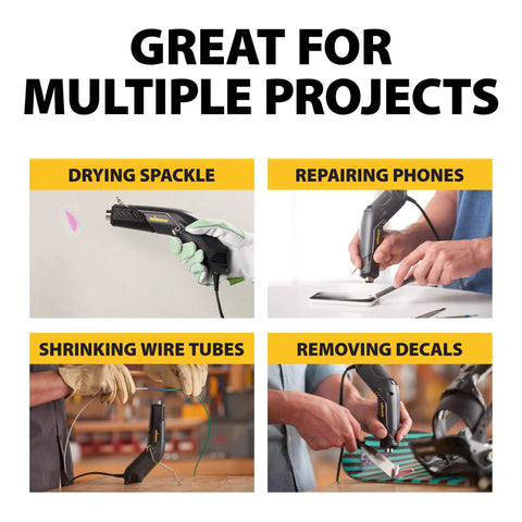 All In One Dual Temperature Electric Heat Gun Kit HT400 680F And 450F used for spackle, phone repair, wire tubes, and decal removal