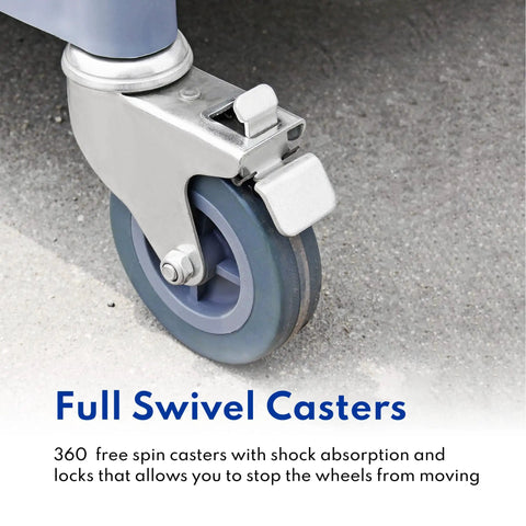 Top Notch Heavy Duty 3 Tier Plastic Utility Rolling Cart That Handles Loads Like A Champ With Secure Locking Casters And 250 Lb Capacity For Busy Kitchens Gray close-up of swivel caster with locking mechanism