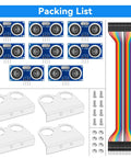 Eight Pack Ultrasonic Sensor Module Kit With Four Mounting Brackets And Two 20cm Dupont Wires For Arduino R3 Mega2560 Nano