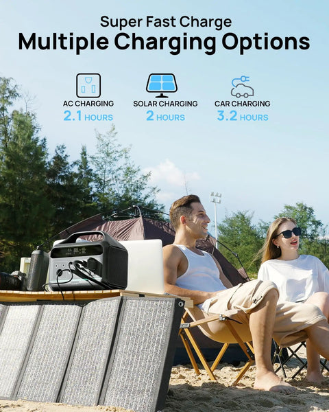 Premium Portable Power Station 300W 192Wh LifePo4 Battery Backup with solar panel for fast charging outdoors.