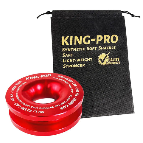 Red 45000 Lbs Snatch Recovery Ring, heavy-duty winch snatch block pulley with soft shackle pouch for ATV UTV SUV Truck.
