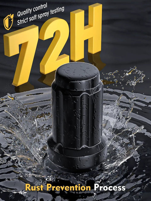24 Piece M12x1.25 Closed End Lug Nuts Set In Black For Nissan Titan Xterra Frontier Pickup And Infiniti QX4 in water, rust prevention