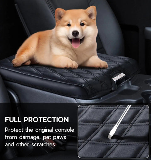 Center Console Cover For Ram 1500 2013 2018 And Ram 2500 3500 1500 Classic PU Leather Armrest Protector with dog