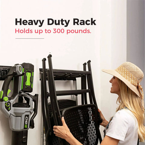 Must Have Garage Tool Organizer Wall Mount 48 Inch Heavy Duty Storage Rack With Adjustable Hooks Anti Rust Easy Install 300 Lbs Capacity