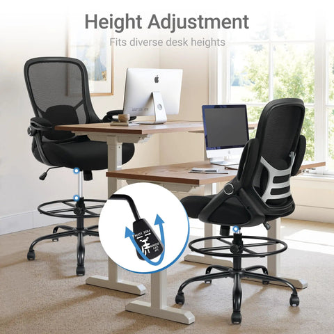 Big And Tall 400 Pound Capacity Heavy Duty Drafting Chair With Ergonomic Comfort 5 Inch Thick Seat in an office setting
