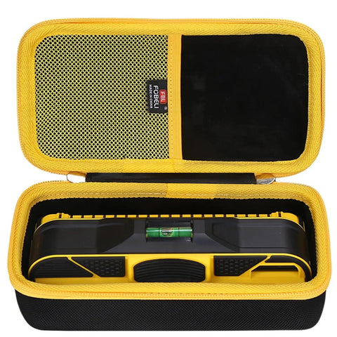 Tough As Nails Eva Hard Shell Case Compatible With Franklin Sensors ProSensor M210 710Pro 710Plus T13 Stud Finder, yellow and black zippered case opened.